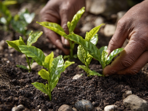 グアテマラ・ヌエボオリエンテの変成岩土壌で育つコーヒー苗木|鹿児島コーヒー addCoffee