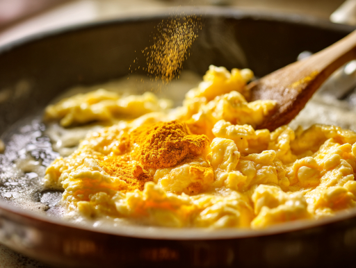 スクランブルエッグにターメリックを加えて栄養価を高める｜鹿児島中央駅カレー addCoffee